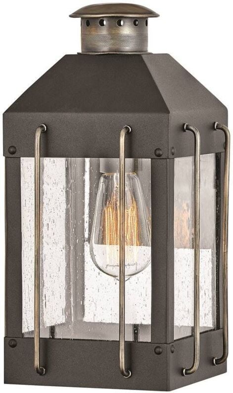 Elstead Hinkley Fitzgerald Wandlaterne für den Außenbereich Strukturiertes Schwarz mit brünierter Bronze, IP44
