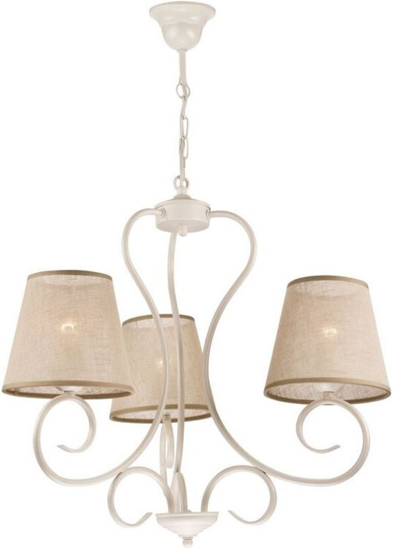 Lamkur Lorenzo Mehrarmige Pendel-Deckenleuchte, Stoffschirm, weiß, 3x E27