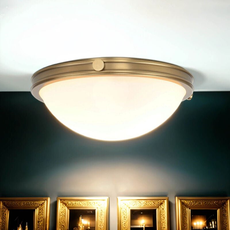 Thumbnail - Deckenlampe Weiß Messing E27 Glas Metall Jugendstil Deckenleuchte