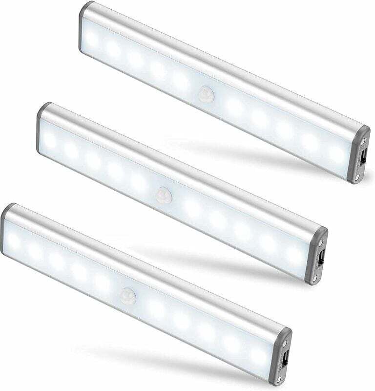 Thumbnail - LED-Licht, kabellos, über USB wiederaufladbar, magnetisch, Bewegungssensor, 2 Beleuchtungsmodi, tragbar. Schranklichter,...