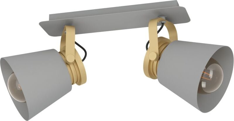 Thumbnail - Deckenstrahler Twicken, 2-flammige Deckenlampe mit schwenkbaren Spots, Deckenleuchte aus Metall in Grau und Gold, Decken...