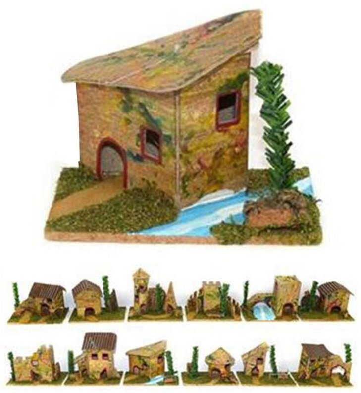 Trade Shop Traesio - Trade Shop - set mit 12 häusern für neapolitanische krippe weihnachtskrippenhaus aus kork 6X8X5CM -