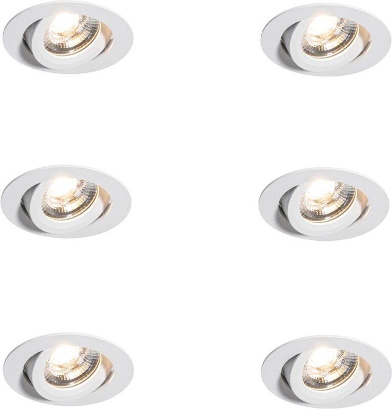 Set van 6 moderne inbouwspots wit 8,2cm incl. led IP54 ultra slim - Pupil