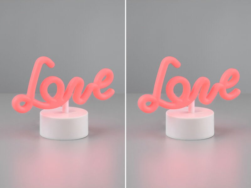 Meinewunschleuchte - 2er set led Dekoleuchte mit Schriftzug Love Batterie- oder usb betrieben h: 14cm