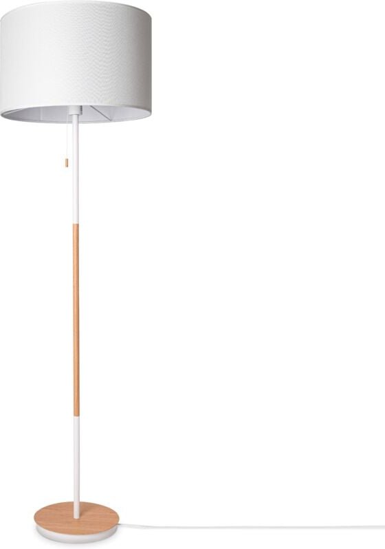 Stehleuchte Wohnzimmer Stoffschirm Tischlampe Textil Schirm E27 Nachtlicht Weiß (Ø45.5 cm), Stehleuchte-Weiß - Typ 3 - P...
