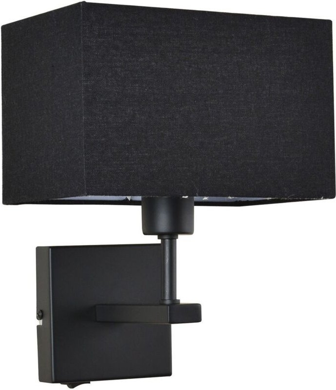 Norte - Moderne Nachttischlampe Schwarz Matt 1 Leuchte mit schwarzem, rechteckigem Schirm, E27 - Italux