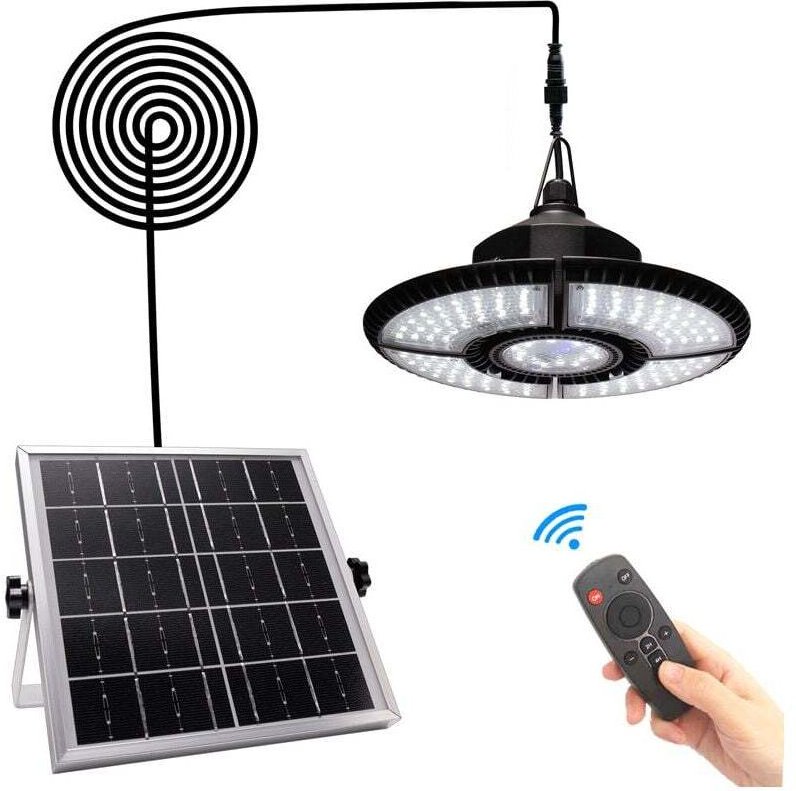 Lustre Solaire Intérieur 6V 5W 4400MAH avec Télécommande pour Maison Pergola Garage