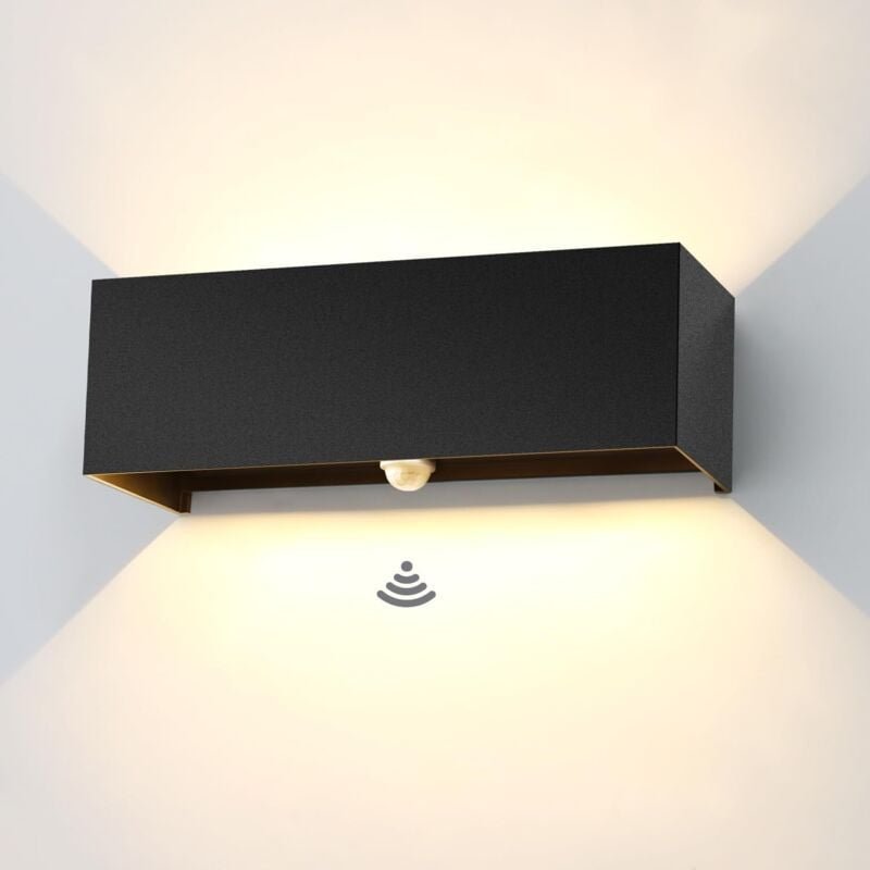 30W LED-Außenwandleuchte mit Bewegungsmelder, 3000K, schwarz, verstellbare Aluminium-Außenwandlampe, IP65, wasserdicht f...