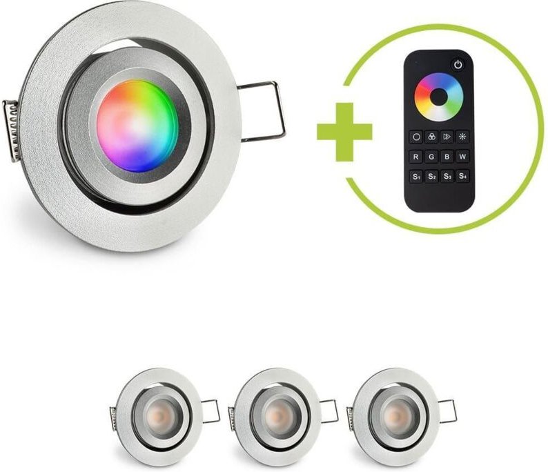 Einbaustrahler Mini schwenkbar Matera 3W RGBW IP44 - Farbe: silber - Anzahl: 4x