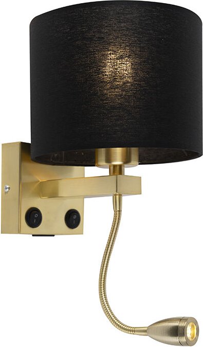 Art Deco Wandlampe Gold mit usb und schwarzem Schirm - Brescia