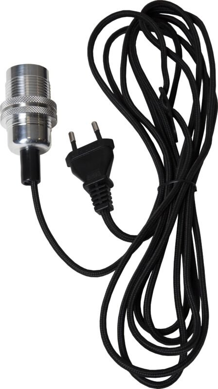 Textilkabel mit zinkfarbener E14 Fassung, (924929426)