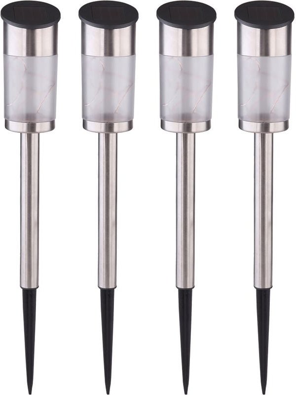 4er Set led Solar Lampen Edelstahl Steck Strahler Garten Beleuchtung Außen Erdspieß Terrassen Lampen