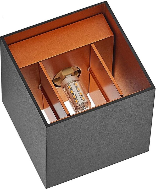 Arcchio Wandleuchte Zuzana, eckig, schwarz, Stecker, 9,7 cm