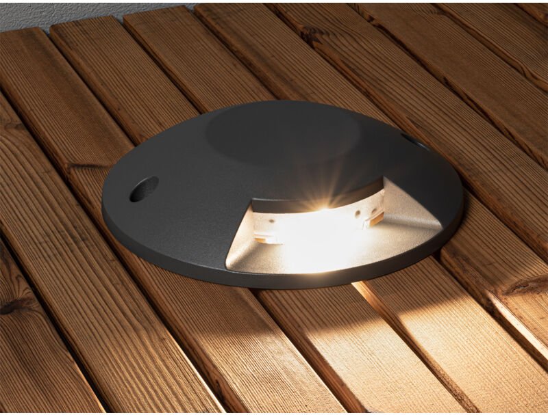 Konstsmide - led Bodenaufbaustrahler 1flammig Aufbauspot aussen anthrazit alu Ø20cm IP65
