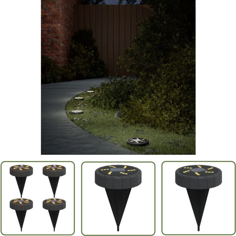 The Living Store - Solar-Bodenleuchten mit Erdspieß 4 Stk. Warmweiß - Solarlaterne - Gartenbeleuchtung - Außenscheinwerf...