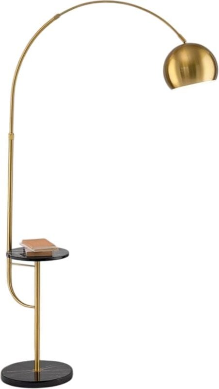Tableau – Stehleuchte mit LED-Beleuchtung, Messing poliert, 1xE27, max. 60 W, Höhe 192 cm, 180° höhenverstellbar – Peren...