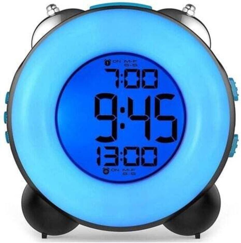 Lauter Wecker für Tiefschläfer mit optionalem Alarm, doppelter Alarmeinstellung, Schlummerfunktion (komplett blau), 1 St...