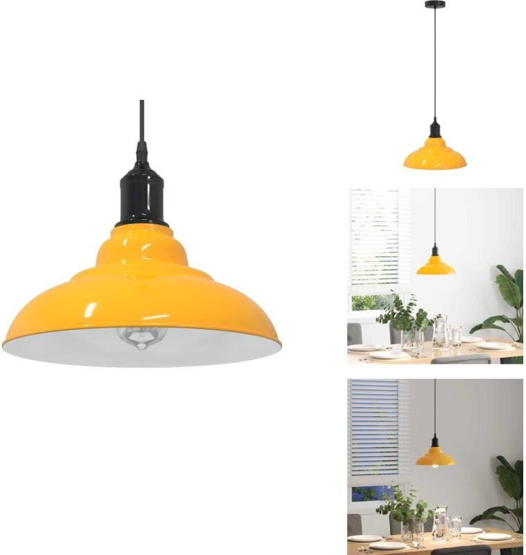 Pendelleuchte Höhenverstellbar E27 Gelb Glänzend ø 31 cm Metall - Pendelleuchte - Pendelleuchten - Pendellampe - Pendell...