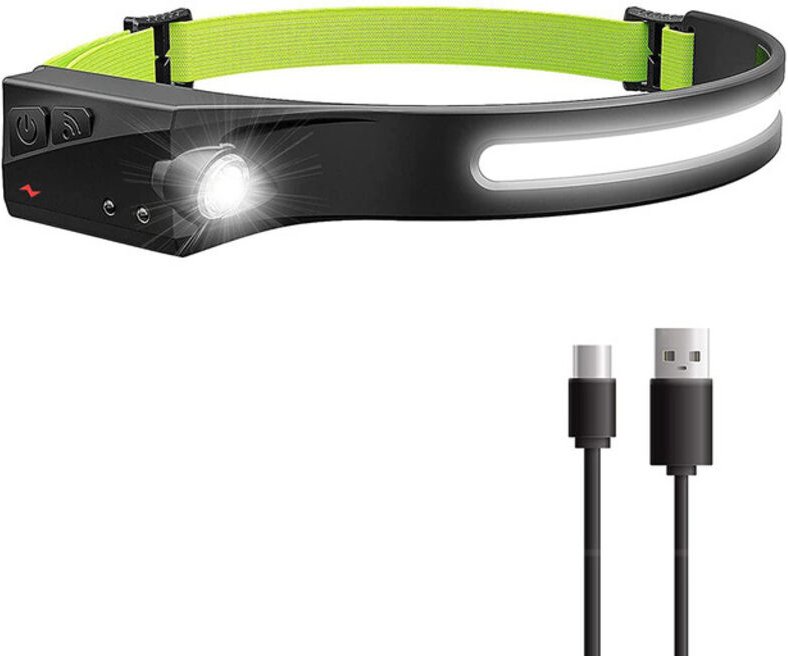 2er-Pack wiederaufladbare USB-LED-Sensor-Stirnlampen mit 5 Beleuchtungsmodi, geeignet zum Angeln, Campen, Wandern, Laufe...