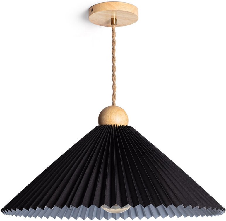 Hängelampe Holz und Stoff Luanda Schwarz