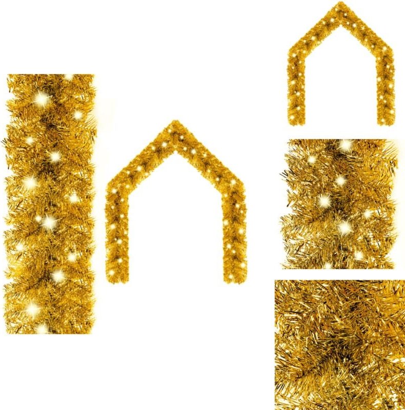 Weihnachtsgirlande mit led 5 m Golden - Weihnachtsdeko - Lichterkette - LED-Lichterkette - Goldene Weihnachtsdekoration ...