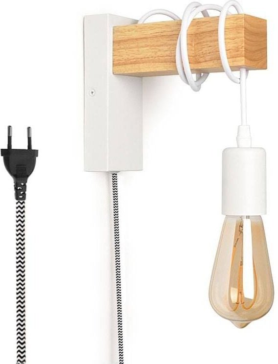 Wandleuchter aus Holz mit Schalter und Stecker 'ruder'.