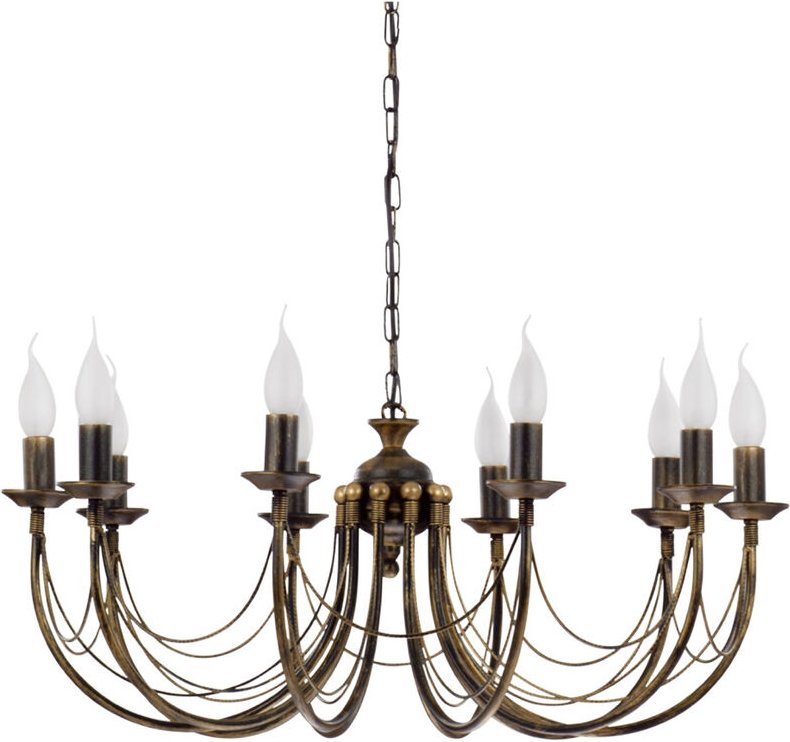 Kronleuchter Rustikal Metall Ø 74 cm 10-armig E14 Pendelleuchte Wohnzimmer Hängelampe Esstisch