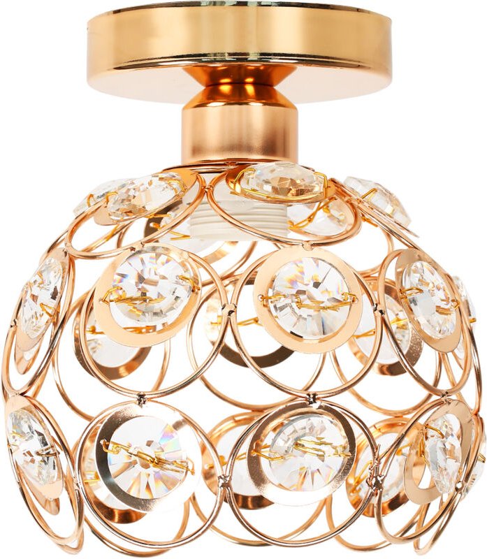 Deckenlampe Kristallkugel Moderne Luxus Gebürsteter Kupfer Einzelstück E27