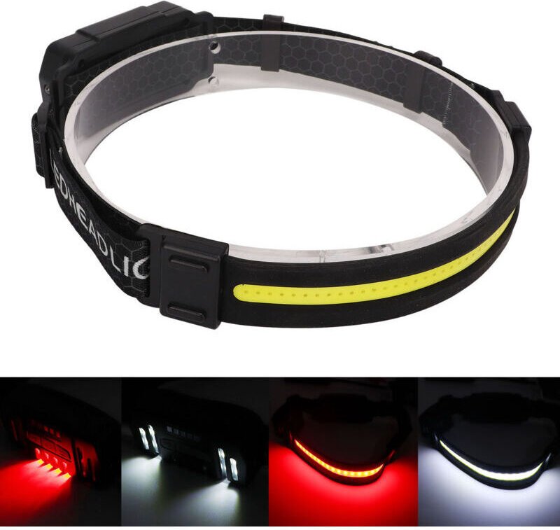 XPG LED-Stirnlampe mit COB-Induktion, USB-wiederaufladbar, für Wandern, Laufen, Reparaturen, Angeln, Radfahren, DUBUNS