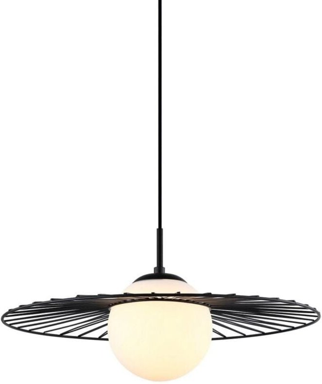 Sally - Modern Hanging Pendant Black 1 Light mit schwarzem, weißem Farbton, E27 - Italux