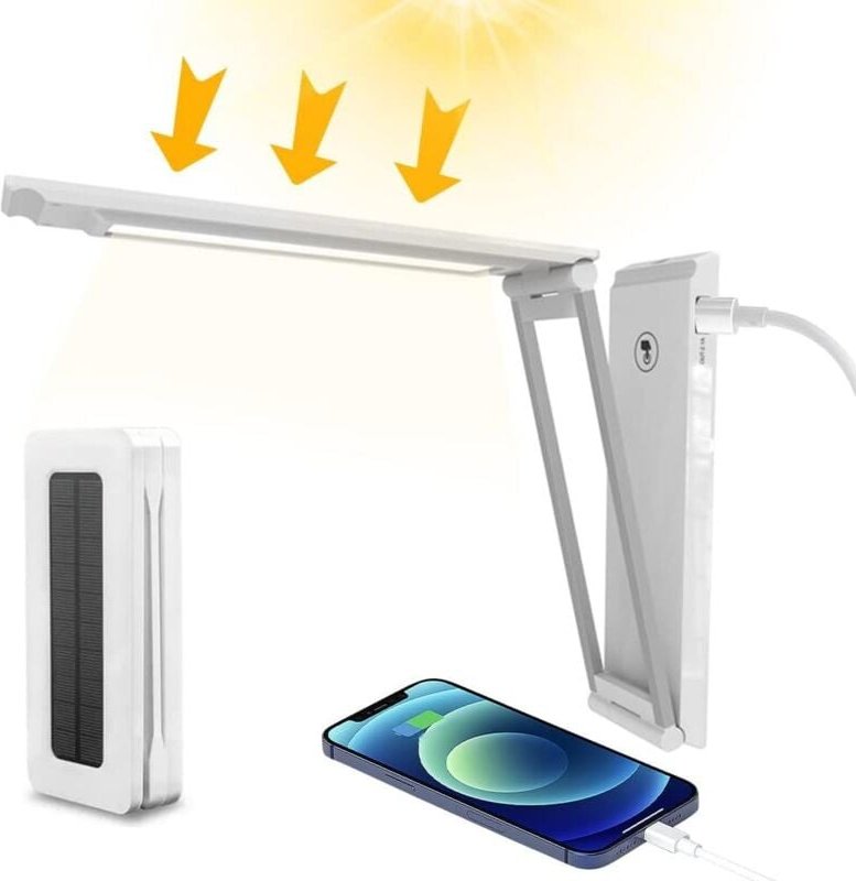 LED-Solar-Schreibtischlampe, faltbare Solar-Tischlampe mit USB-Ladefunktion und 3 Leuchtmodi, dimmbare Schreibtischlampe...