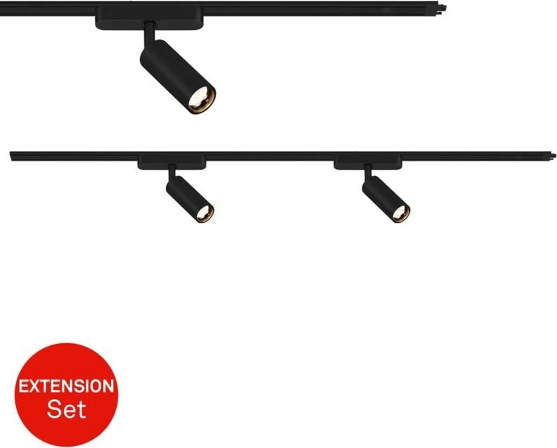 Briloner - Luxtrail Schienensystem, Erweiterungsset, 2x led Spots, Schwenkbar, Erweiterbar, Schwarz, 1 m