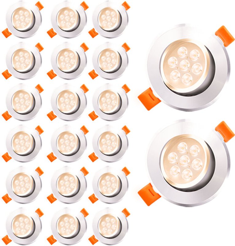 Randaco LED Einbauleuchte 3W schwenkbar Deckenstrahler 85mm für Küche Bad Wohnzimmer Warmweiß 3200K 20 Stück