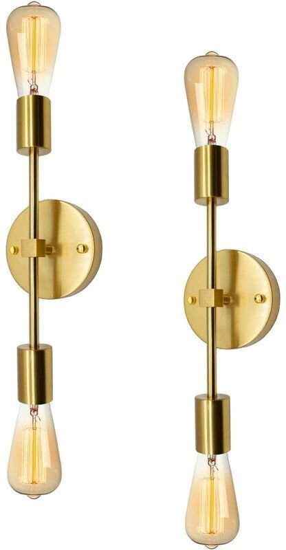 Industrielle Wandleuchte für Badezimmer, 2er-Pack Vintage-Badezimmerbeleuchtung, goldene Wandleuchte, Waschtischlampe