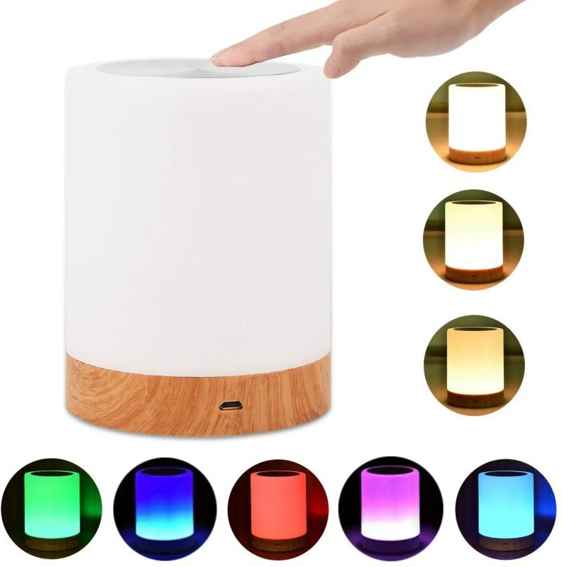 Nachttischlampe, LED-Nachtlicht, dimmbar, einstellbar, Farbwechsel, Tischlampe, wiederaufladbar mit Fernbedienung, Nacht...