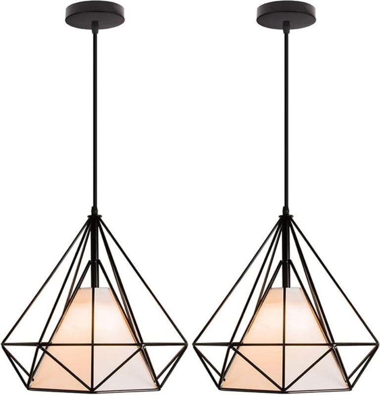 2 Stücke Industrielle Hängeleuchte - Schwarz E27 Metall Käfig Pendelleuchte Schlafzimmer Wohnzimmer Hängende Deckenleuch...