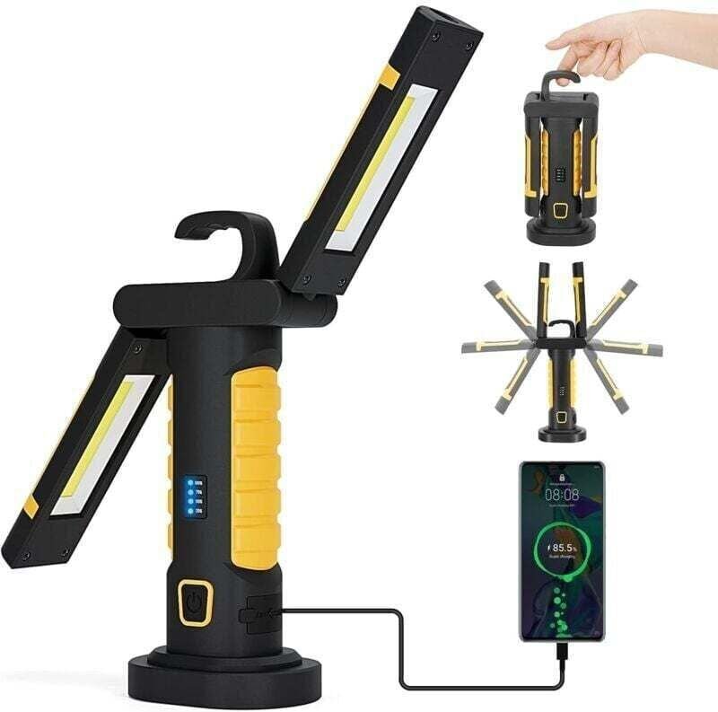 Wiederaufladbare LED-Arbeitsleuchte, tragbare LED-Mechanikerlampe, kabellose magnetische Arbeitsleuchte mit USB-Stecker ...