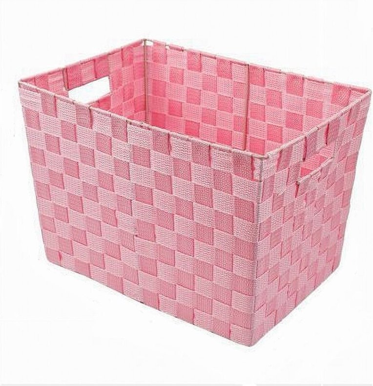 Trade Shop Traesio - Trade Shop - portaoggetti in all intrecciato 38 x 26 x 25CM mit maniglie rosa 79041 -
