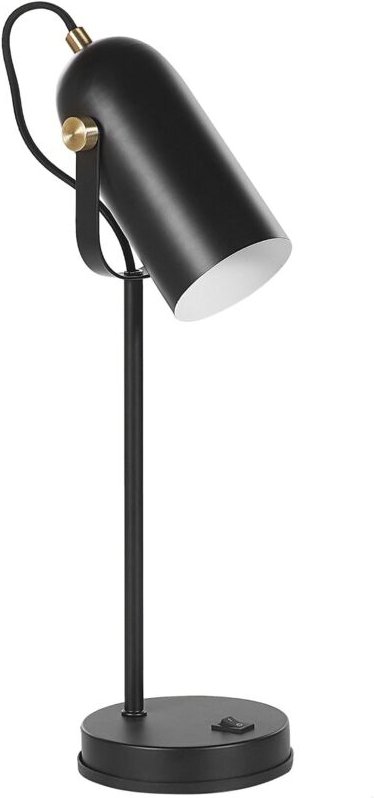 Tischlampe Schwarz 48 cm aus Metall Glockenförmig Elegant Modern Retro Stil