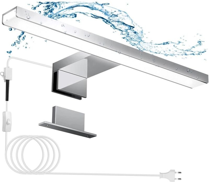 LED Spiegelleuchte Bad mit Schalter 30CM 5W 4000K Neutralweiß Aluminiumlegierung Spiegellampe Badezimmer Lampe 230V Schr...