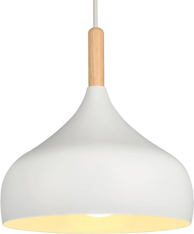 24 cm Retro-Pendelleuchte, moderne Tropfenform im skandinavischen Stil, E27-Pendellampe aus Metall und Holz für Schlafzi...