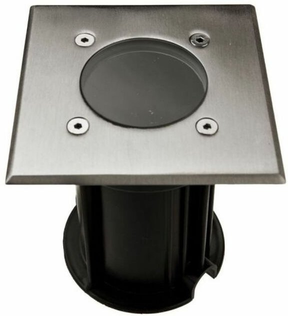 Quadratische begehbare Bodenlampenfassung GU10 (max. 35 w), Schwarz und Stahl, IP65 - V-tac