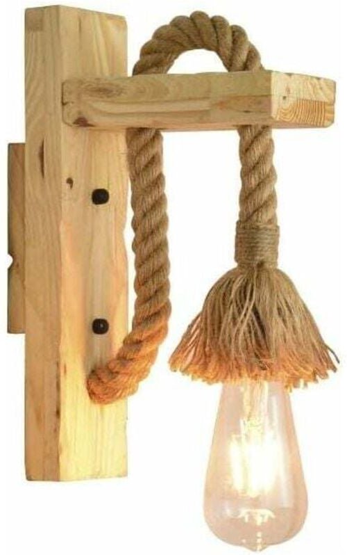 Gabrielle Industrielle LED-Wandleuchte, dekorative hölzerne Hanfseil-Wandleuchte für Café, Hotel, Restaurant, Beleuchtun...