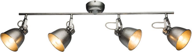 Retro Decken Spot Lampe Wohn Ess Zimmer Balken Licht-Schiene schwenkbar silber-grau Globo 54651-4