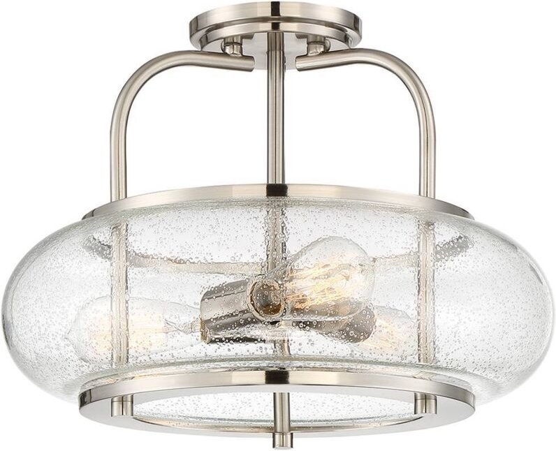 Elstead - Deckenleuchte Lampe Wohnzimmerleuchte Metall Glas Nickel d 40,6 cm