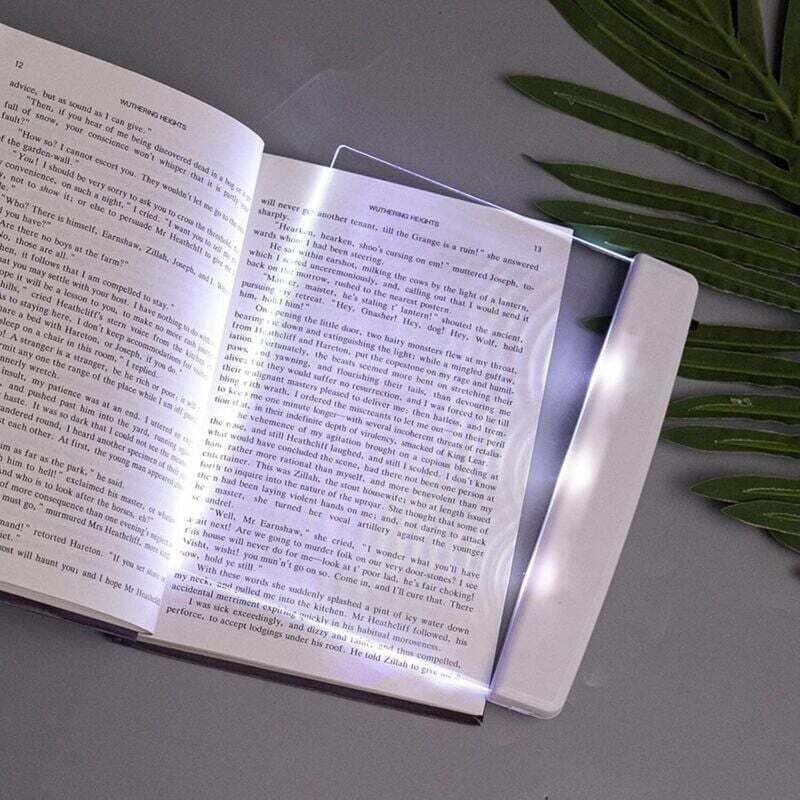 Lampe de lecture LED transparente, idéale pour lire au lit le soir, panneau d'éclairage pleine page, lampe sans fil (bla...