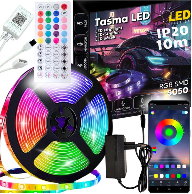 RGB-LED-Streifen, 10 m, Neonfarben, Bluetooth-fähig, leistungsstark