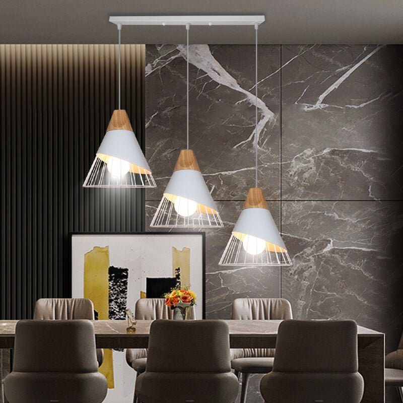 Industriell Hängelampen Käfig aus Eisen und Holz Pendelleuchten 3 Flammig Kreativer in Badmintonform Deckenlampen E27 fü...