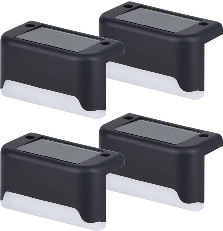 Set mit 4 wasserdichten LED-Solar-Zaunleuchten, 8 x 4,5 x 5 cm, warmweißes Licht, ideal für Terrassen, Treppen und Gehwe...