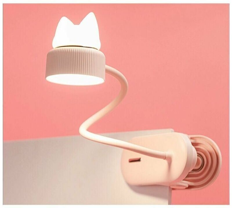 Flexible Klemmleuchte mit Nachtlicht CATLIGHT Original/Mit USB-Akku/LED-Leseleuchte für Schreibtisch, Bett und Nachttisc...